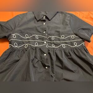 Western pearl snap 2 fly co blouse with embroidery